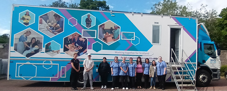 NES Mobile Skills Unit delivers first simulation training session for care home staff image NES Mobile Skills Unit delivers first simulation training session for care home staff