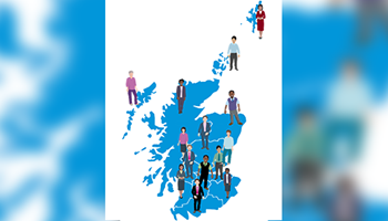 Map of Scotland with people image